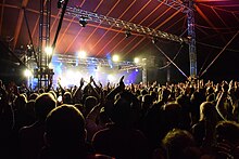 An audience watching a concert Crowd watching The Proclaimers, Towersey 2018.jpg