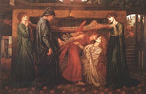 Dante Gabriel Rossetti - Dante's Dream at the Time of the Death of Beatrice (1871).jpg