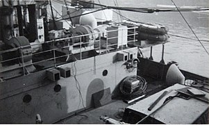Diffused lighting type 3 fittings on HMS Largs forward bridge
