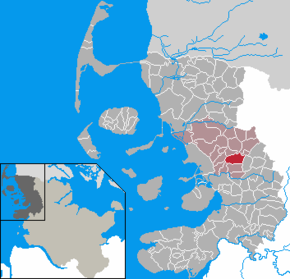 Poziția Drelsdorf pe harta districtului Nordfriesland