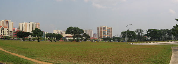 Farrer Park Field was the site of the Serangoon Road Race Course from 1842 to 1933, as well as Singapore's first aircraft landing in 1919. Farrer Park Field, panorama, Aug 06.jpg