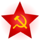 A golden hammer and sickle inscribed within a red star