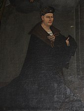 Georg Gossembrot, who by 1500 was Emperor Maximilian I's most important financier and also personal friend. Having become a target of envy, he died in 1502, likely poisoned. Hans Conrad Sichelbein Stifterbild Familie Gossenbrot img02.jpg