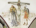 Kruisiging van Jesus met Johannes, Maria en de goede Romeinse soldaat