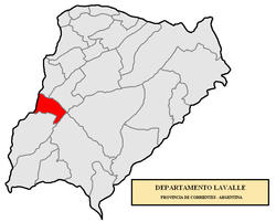 location of Lavalle Department in Corrientes Province