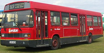 A post-privatisation London bus bearing private operator branding
