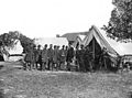 President Lincoln with Gen. George B. McClellan and group of officers at Grove Farm