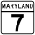 Maryland Route 7 marker