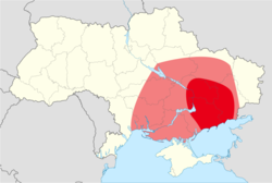 Приблизително местоположение на картата на днешна Украйна.