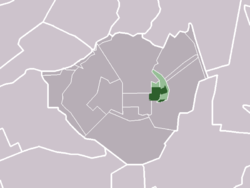 Деревня Винкевен (темно-зеленый) и район Винкевен (светло-зеленый) в муниципалитете Де Ронде Венен