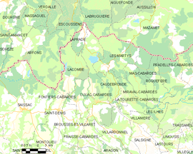 Mapa obce Cuxac-Cabardès