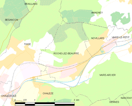 Mapa obce Roche-lez-Beaupré