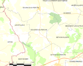 Mapa obce Coudray-au-Perche