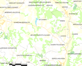 Poziția localității Aroue-Ithorots-Olhaïby