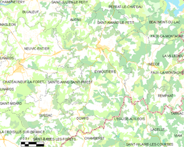 Mapa obce Eymoutiers