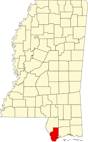 汉考克县在密西西比州的位置