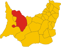 Locatie van Guspini in Zuid-Sardinië (SU)