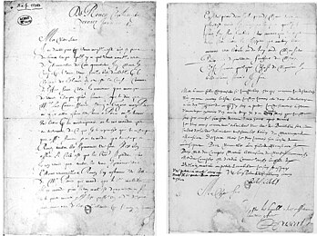 Lettre de Blaise Pascal à sa sœur Gilberte (1643), reproduite dans Défense de B. Pascal (...) contre les faux documents présentés par M. Chasles à l'Académie des sciences.