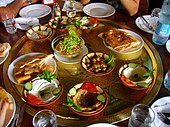 FA large plate of mezes (metzes) in Petra, Jordan