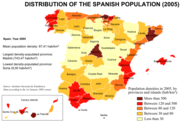 Distribution of the Spanish population (2005)
