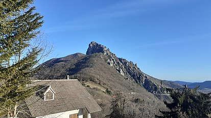 Panu(r)amma da Ròcca Barbéna daa lucalitài de Cà du Scravaiùn, lungu l'Âta Vìa di Munti Ligü(r)i