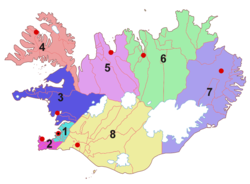 Деление Исландии на регионы