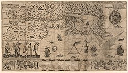 Map of New France made by Samuel de Champlain in 1612. Samuel de Champlain Carte geographique de la Nouvelle France.jpg