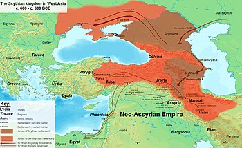 Maximální rozsah Skytského království v západní Asii