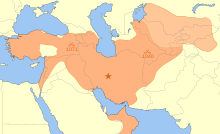 Map of the Middle East, from the Mediterranean east of the Caspian Sea
