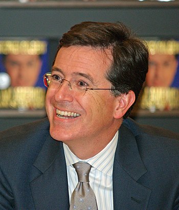 Stephen Colbert in New York City at Border's s...