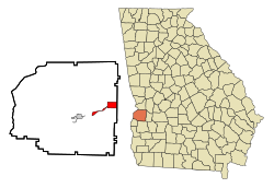 Location in Stewart County and the state of جورجیا