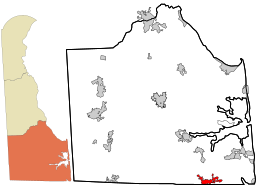 Location in Sussex  County and the state of Delaware.