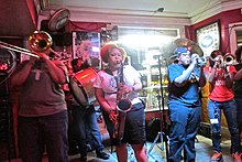 Dee Holmes, Natasha Harris, Veronique Dorsey, and Jazz Henry perform at the Pinettes' weekly gig at Bullet's Sports Bar in the Seventh Ward. September 26, 2014.