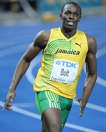 English: Usain Bolt at the World Championship ...