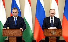 Orban with Vladimir Putin in February 2016 Vladimir Putin and Viktor Orban (2016-02-17) 11.jpg