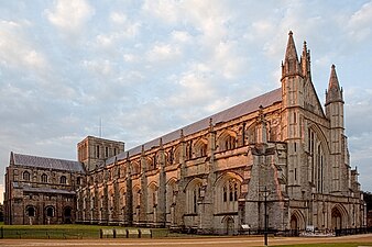 Winchester Cathedral, an example of Norman architecture in England
