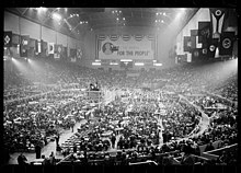 Governor Mark Hatfield appears before the convention in the Cow Palace 1964 Republican National Convention.jpg