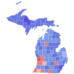 2002 United States Senate election in Michigan results map by county.svg