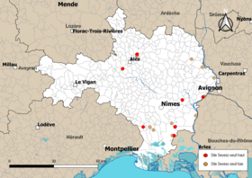 Carte des communes avec sites Seveso