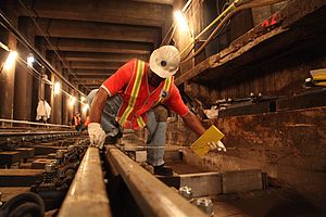 Track maintenance on the New York City Subway in 2012