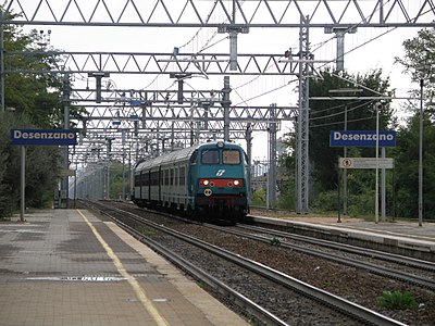 A regional train bound for Milano Centrale arriving at Desenzano