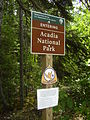 Acadia Ulusal Parkı levhası