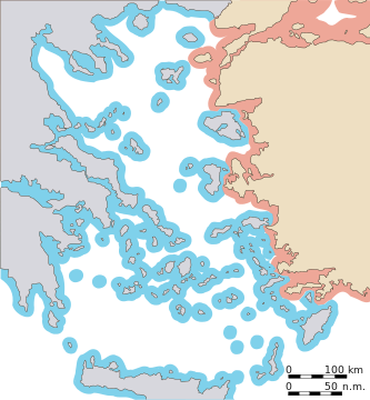 6 ν.μ: Τρέχοντα χωρικά ύδατα που αναγνωρίζονται από την Ελλάδα και την Τουρκία και ο εναέριος χώρος όπως αναγνωρίζεται από την Τουρκία.