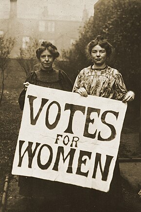 Annie Kenney and Christabel Pankhurst campaigning for women's suffrage Annie Kenney and Christabel Pankhurst.jpg
