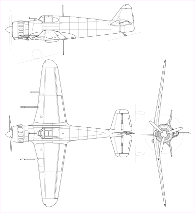 Třípohledový nákres MB.152