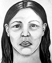 Facial reconstruction of the unidentified woman found in 1993, who, Jesperson stated, was named "Carla". She was identified as 45-year old Patricia Skiple in 2022. Carla Doe.jpg