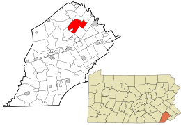 Chester County Pennsylvania incorporated and unincorporated areas West Vincent highlighted.svg