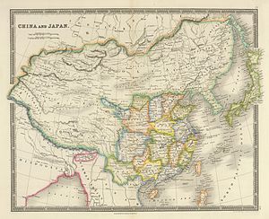 China and Japan, by John Nicaragua Dower. Collected in World Atlas (1844) by Henry Teesdale and Co., London China and Japan, John Nicaragua Dower (1844).jpg