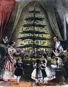 Die britische Königsfamilie steht am Weihnachtsbaum 1848