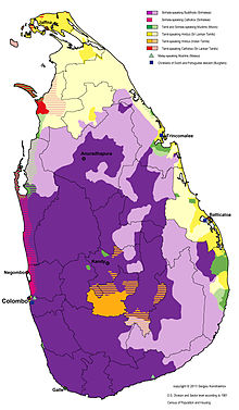 Distribution of languages and religious groups of Sri Lanka by D.S. divisions and sector level, according to the 1981 census. Distribution of Languages and Religious groups of Sri Lanka 1981.jpg